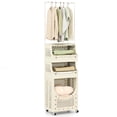 thumbnail image 1 of Gymax 4-Tier Laundry Cart w/ Hanging Bar Folding Laundry Hamper w/ Lockable Wheels, 1 of 10