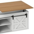 thumbnail image 5 of ModFusion White and Walnut 47.2" Lift-Top Coffee Table with Dual Lift Mechanism, Sliding Barn Doors and Storage, 5 of 10