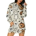 thumbnail image 4 of Meichang Halloween Hoodie Dress for Women Pumpkin Ghost Graphic Hooded Sweatshirt Dress Fall Casual Long Sleeve Tunic Dress Spooky Holiday Outfit with Pockets, 4 of 7