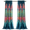 thumbnail image 4 of Lush Decor Boho Chic Room Darkening Window Curtain Panel Pair, 84" x 52" + 2" Header, Turquoise and Navy, Turquoise & Navy, 4 of 11