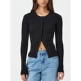 thumbnail image 4 of Gupgi Women Knit Cardigan Autumn Sweater Solid Color Long Sleeve Round Neck Button Up Ribbed Knitwear, 4 of 7