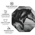 thumbnail image 4 of Kll Octagon Drink Coasters Set Of 4,Pu Leather Absorbent Coasters Set Decorative Coffee Cup Coasters Housewarming Gift For Home Decor-Running Horse Black And White, 4 of 9