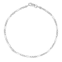 Sterling Silver Italian Figaro Anklet Ankle Bracelet 2.1 Mm 10 Inches