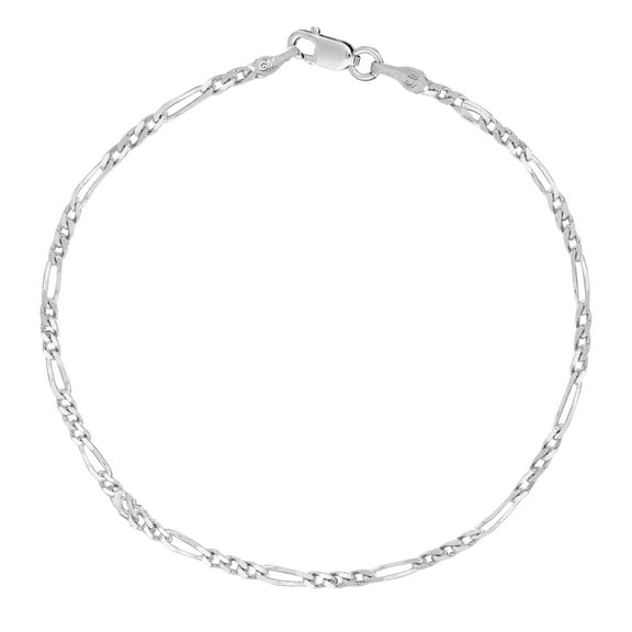 Sterling Silver Italian Figaro Anklet Ankle Bracelet 2.1 Mm 10 Inches