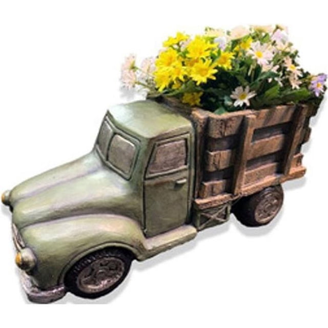 Esschert Design ZYCT272 19.8 in. Stake Box Truck MGO Planter, Green
