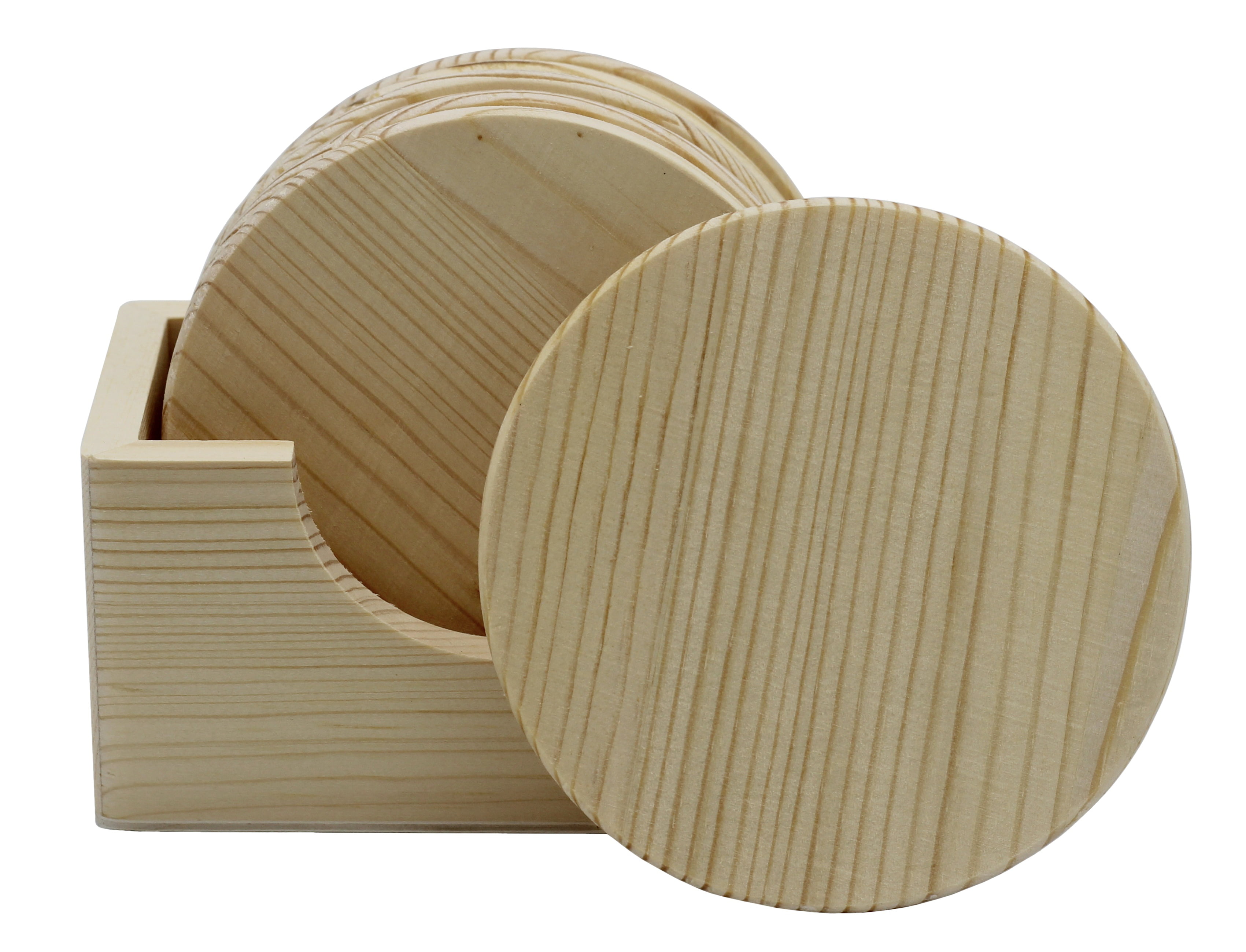 RHBLME 20 Pack Unfinished Wood Coasters, 4 Inch Round Blank Wooden Coasters  for Crafts, 0.35 Inch Thickness Blank Coasters Wood Kit for DIY Stained