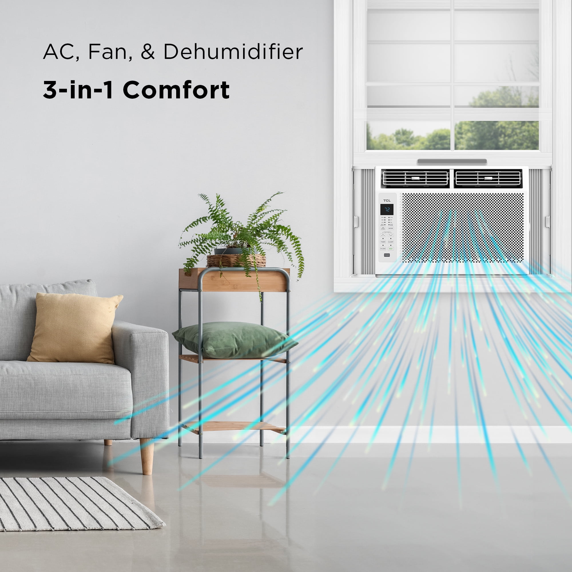 TCL 5,000 BTU Window Air Conditioner, Fan & Dehumidifier, 150 Sq. Ft., Remote Control, Easy-to-Use, Reusable Filter, White, W5W3M Sansujyuku sansujyuku.com