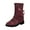 Wine, variant on Jsaierl Womens Mid-calf Snow Boots Fashion Back Strap Elastic Round Toe Square Heel Slip-On Boots Winter Outdoor Warm Casual Shoes