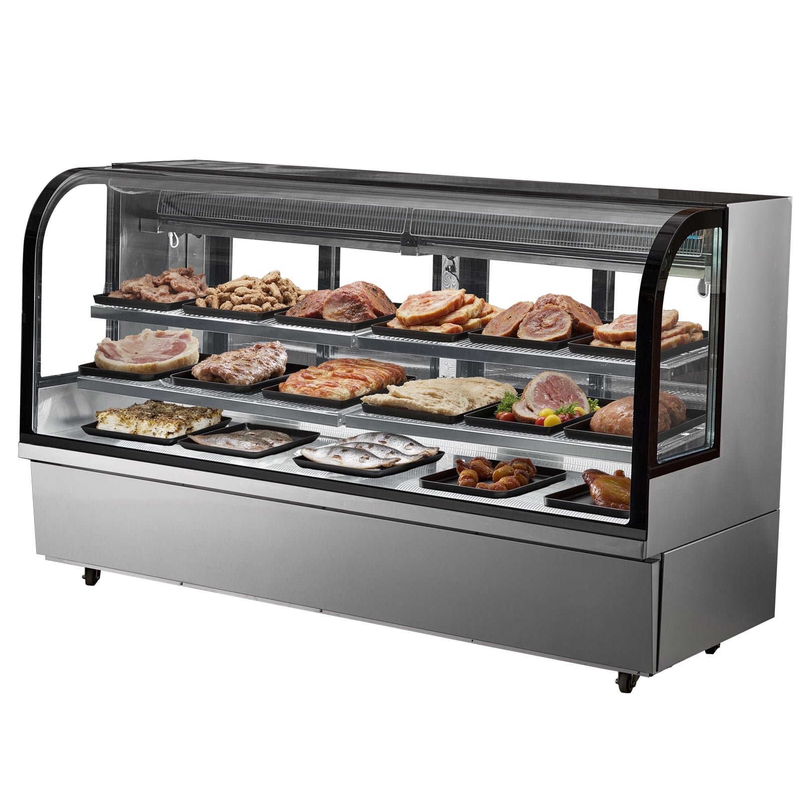 KFFKFF Refrigerated Display Case Display Refrigerator  32 Cu.Ft./901L 4-Level Business Display Cooler with LED Illumination Commercial Refrigerator Pastry Display Case