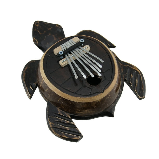 Zeckos Hand Carved Wood and Coconut Shell Sea Turtle Thumb Piano
