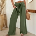 thumbnail image 5 of Pxiakgy Women Wide Leg Palazzo Pants Summer High Waist Flowy Casual Trousers Loose Lounge Travel Vacation Clothes Work Pants Business Casual Formal Dressy Pants with Pockets Tie Knot Beach Pants, 5 of 6