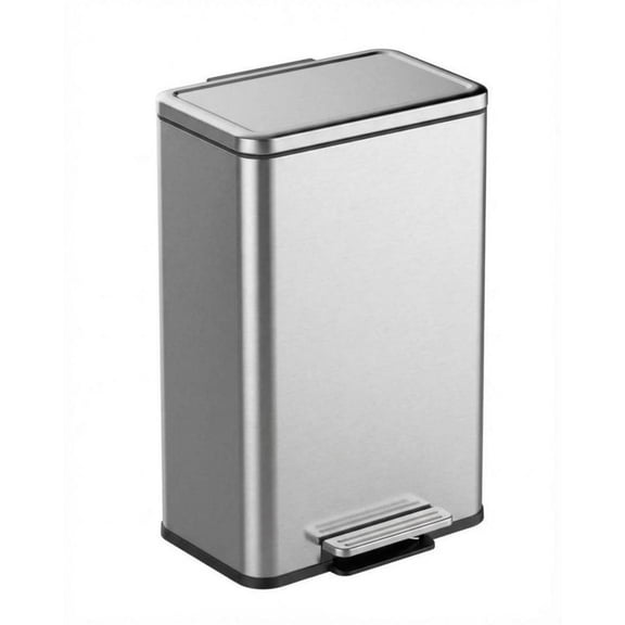 12 Gallon Kitchen Trash Can, Stainless Steel Garbage Can with Quiet Soft-Close Lid, Foot Pedal Soft Close for Office Home Kitchen Garbage Can Trash Bin (45L)