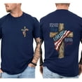 thumbnail image 3 of Unisex Patriotic Christian T-Shirt, “Stand For The Flag Kneel For The Cross” Double-Sided Graphic Tee, Cotton Casual Shirt, Sizes S–5XL, 3 of 7