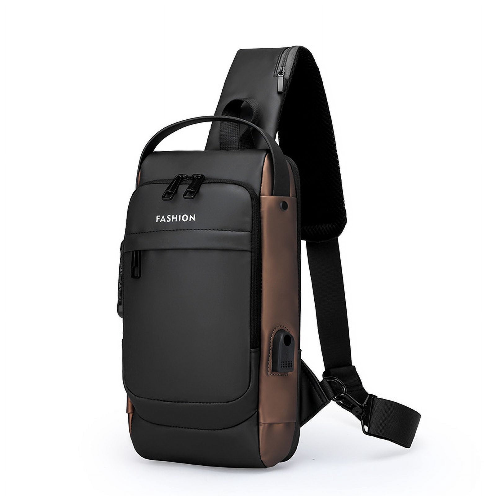 Travel Sling Bag Waterproof Crossbody Bag with Combination Lock Anti-Theft PU Leather Chest Bag with USB Charging Hole Shoulder Backpack Motorcycle Bags