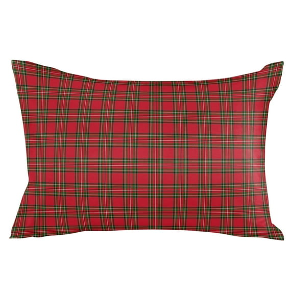Country Rustic Red Green Buffalo Lattice Throw Pillow Cover, Pillowcase Protectors with Zipper, Breathable Decorative Lumbar Pillow Case Cover, Pillow Shams for Couch Sofa 16x24Inch