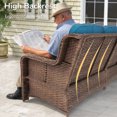 thumbnail image 4 of Hzzkey 5-Piece Outdoor Rattan Conversation Set, Sofa, Chairs, Ottoman, Peacock Blue Cushions, 4 of 11