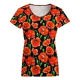 thumbnail image 5 of Red Poppies on Black Women's Blouse Short Sleeve Women's Top T-Shirt Spring Summer Clothes, 5 of 7