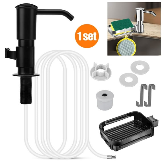 TSV Kitchen Sink Soap Dispenser, Built in Soap Dispenser Pump with Sponge Holder, 39'' Extension Tube Kit