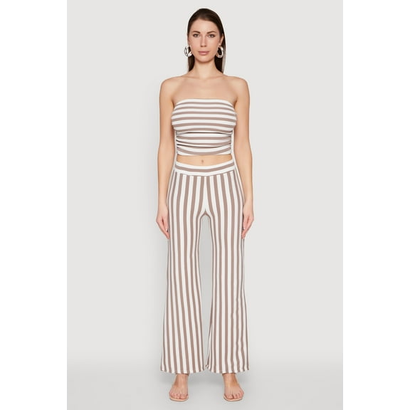Womens Striped Wide Leg Pants