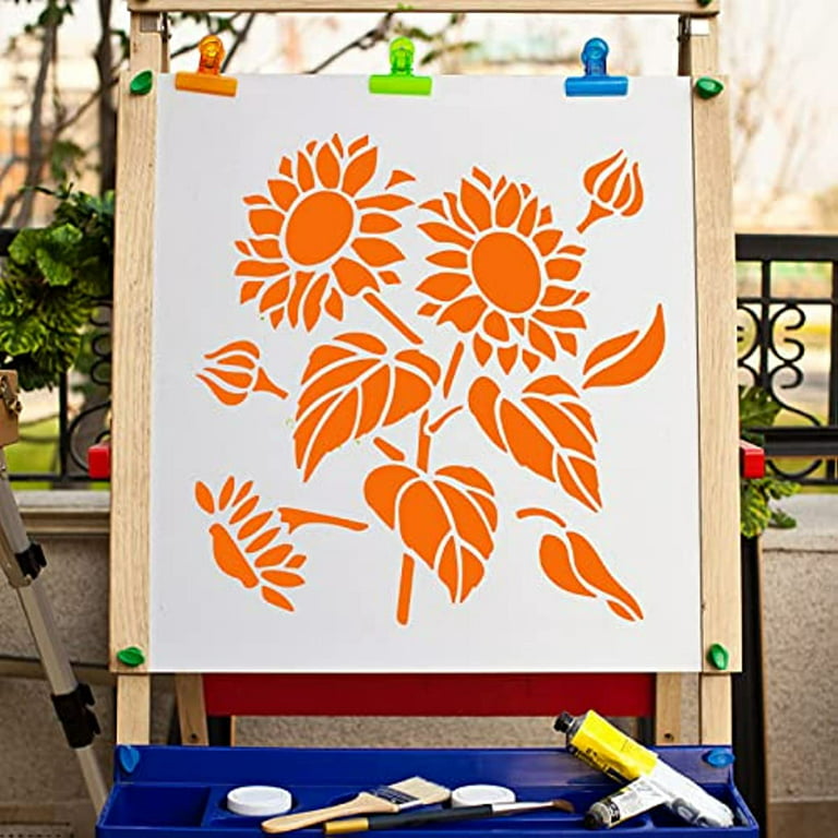 DLY LIFESTYLE Large Sunflower Stencil (12x15 Inches) - Reusable Sun Flower  Stencils for Painting on Wood, Canvas, Paper, Fabric, Wall, Furniture - DIY  Template for Art and Crafts Sunflower 12X15 Inch