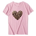 thumbnail image 5 of WREESH Graphic T-Shirts for Women Valentine's Day Heart Leopard Printed Tees for 2025 Summer Casual Pink, 5 of 5