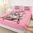 thumbnail image 4 of Manfei Gothic Spider Web Print Halloween King Sheets,Cute Cartoon Bat Bedding,4 Pieces,1 Flat Sheet,1 Fitted Sheet and 2 Pillowcases, 4 of 6