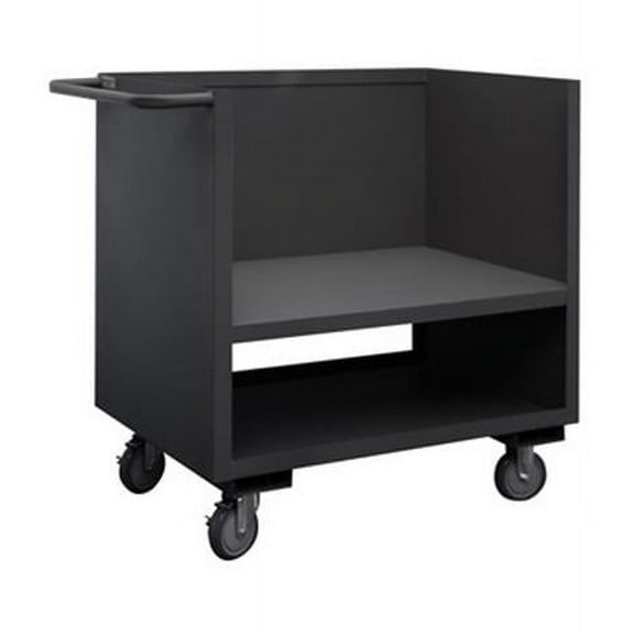 Durham 3SLT-2436-2K-95 14 Gauge 3 Sided Low Deck Stock Truck with Tubular Push Handle, Gray - 36 x 24 x 41.25 in.