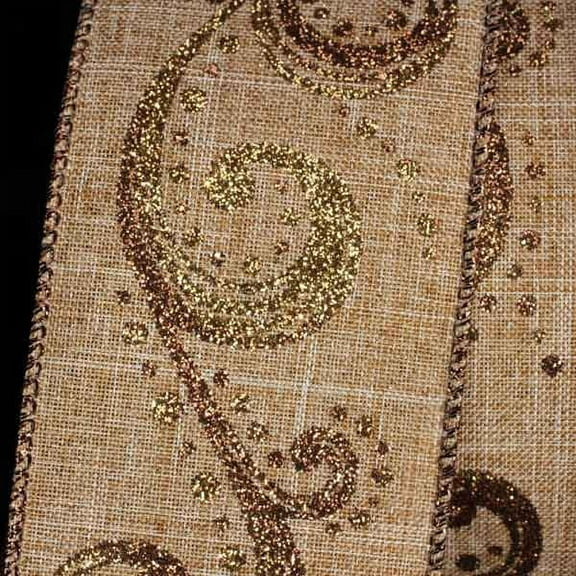 The Ribbon People Brown and Gold Swirl Wired Craft Ribbon 2.5" x 20 Yards