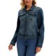thumbnail image 2 of Chaqueta de mezclilla para mujer INSPIRE CHIC con cuello de solapa, manga larga, botón, casual, talla XL, azul, 2 of 6