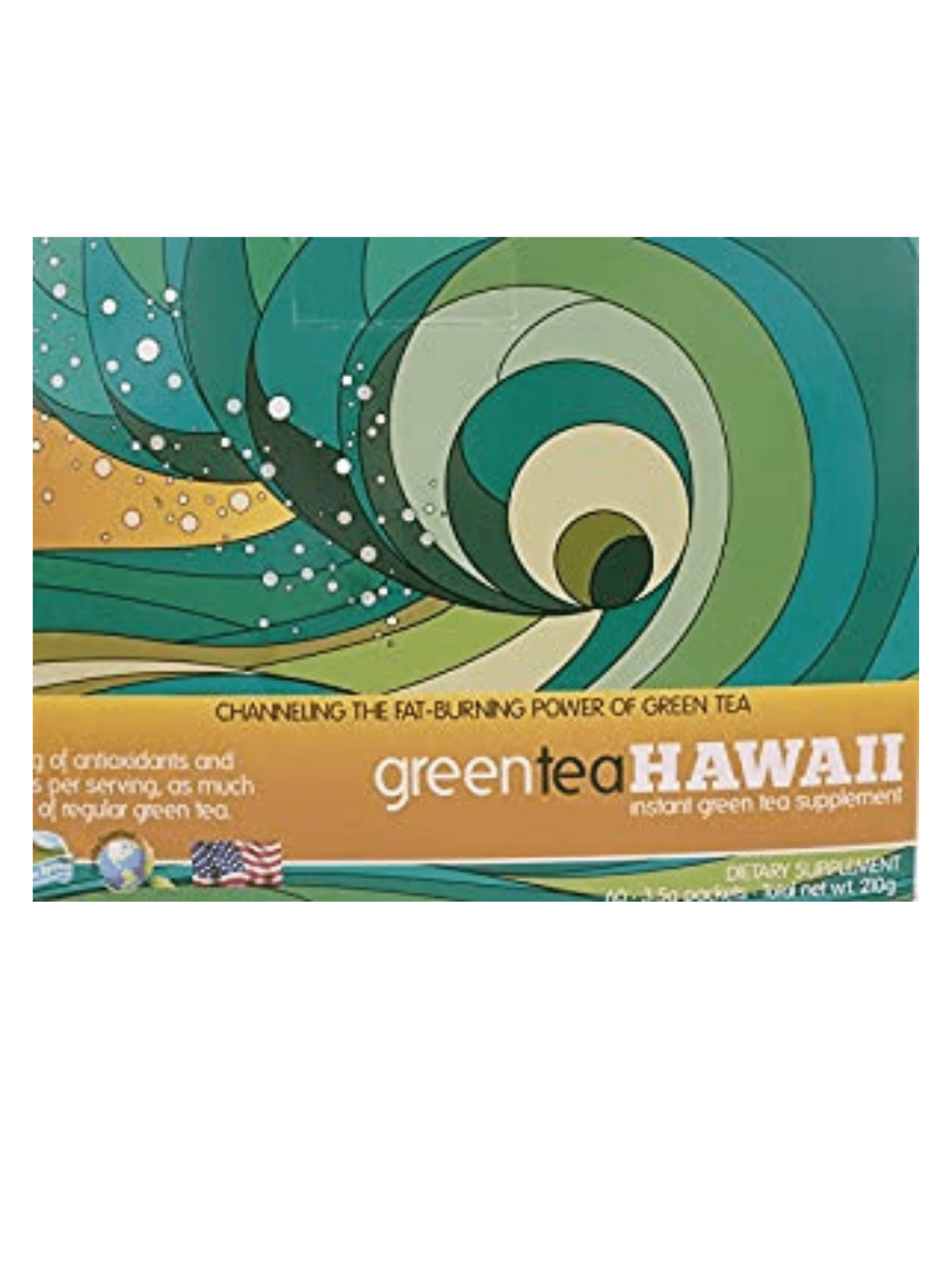 Green Tea Hawaii (Original) Natural Tea Powder with Noni, 60 Packets