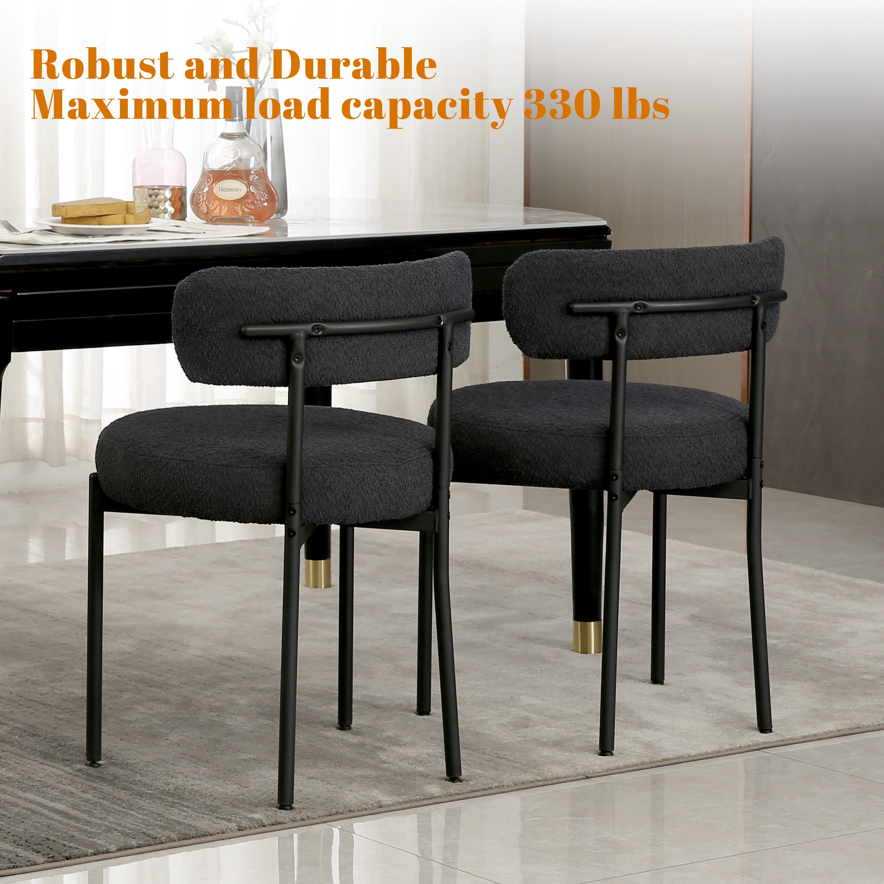 XINMICS Black Dining Chairs Set of 2, Mid-Century Modern Dining Chairs for Kitchen Dining Room