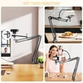 thumbnail image 2 of Overhead Camera Mount With Ring Light  Flexible Articulating Phone Arm Stand Compatible Webcam Desk Tripod For Live Stream Cooking Video Recording, 2 of 9