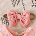 thumbnail image 4 of JUMEYU Baby Clothes for Girls Newborn Baby Girl Clothes Romper Shorts Set Short Sleeve Pure Color Rompers Top Elastic Floral Panel Shorts Headband 0 3 6 9 12 18 24 Months (Pink,9-12 Months), 4 of 8