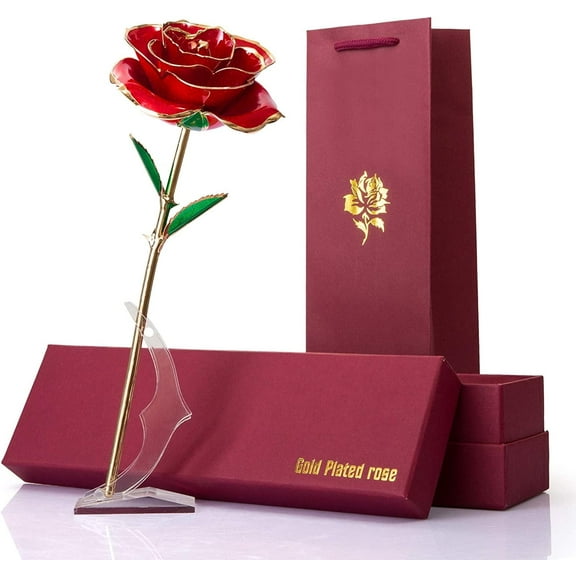 MixMart 24K Gold Dipped Rose,Forever Foil Rose Flower for Mother's Day Valentine's Day,Anniversary