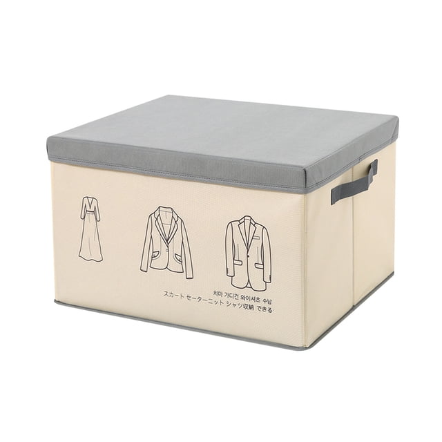 Foldable Storage Box With Lid Non-woven Fabric 35 in x 28 in x 18 in Portable Sorting Organizer for Clothes Toys and Miscellaneous Items