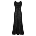 thumbnail image 3 of Ashirexll Wedding Guest Dresses for Women Fashion Sequin Dress Sleeveless V-Neck and Ankle Dress Formal Dresses for Women Black XXL, 3 of 5
