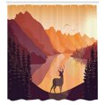 thumbnail image 3 of Ambesonne Deer Hunting Shower Curtain, Bird Mountain Reindeer, 69"Wx84"L, Apricot Dried Rose, 3 of 3