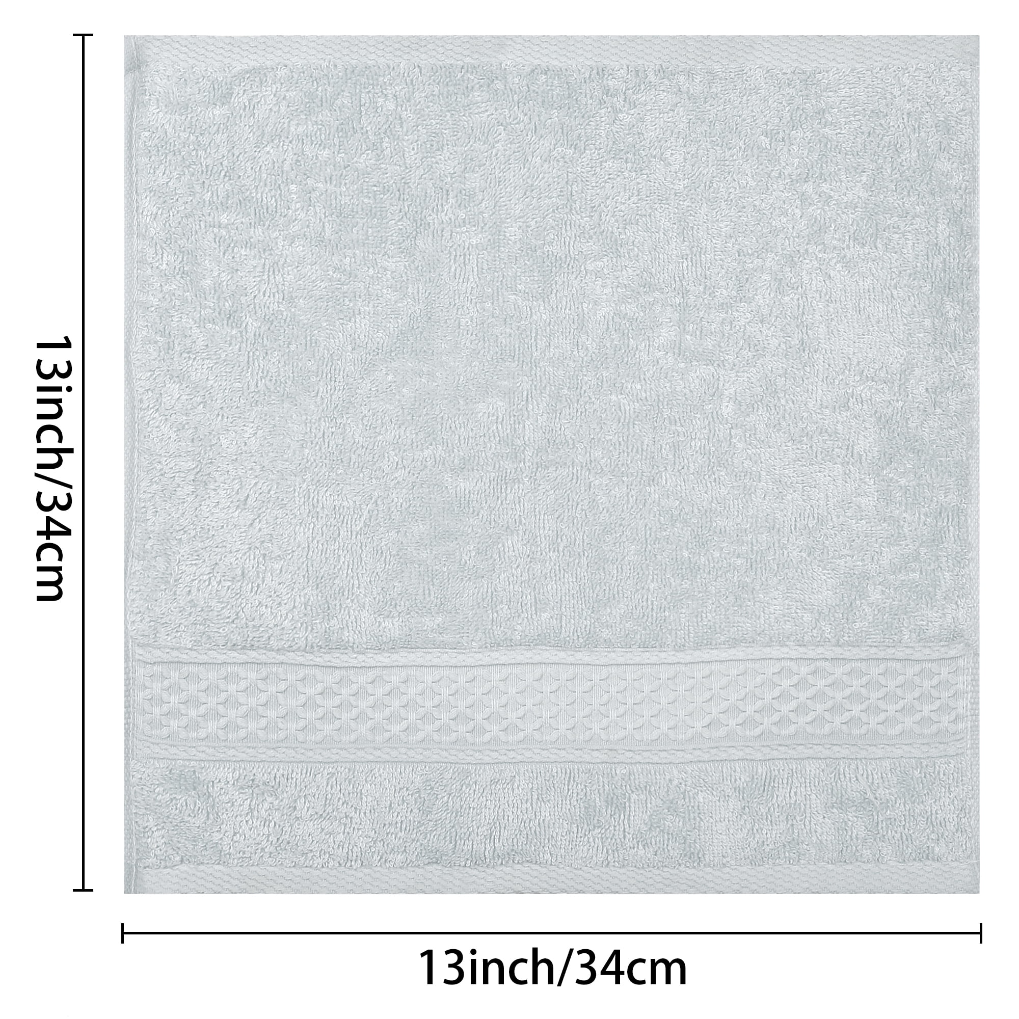 Unique Bargains Geometric Washcloths Set Cotton Bath Towels Low Lint Light Grey 4