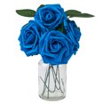 thumbnail image 5 of Artificial Flowers Roses, 25pcs Blush Real Looking Deep Blue Fake Roses with Stem, Realistic Fake Roses for DIY Wedding Bouquets Centerpieces Bridal Shower Party Home Decorations, 5 of 8