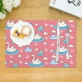 thumbnail image 3 of DouZhe Polyester Placemats Set of 4, Cute Swan Doodle Pink Pattern Heat Resistant Place Mats for Dining Table, 12" x 18", 3 of 7