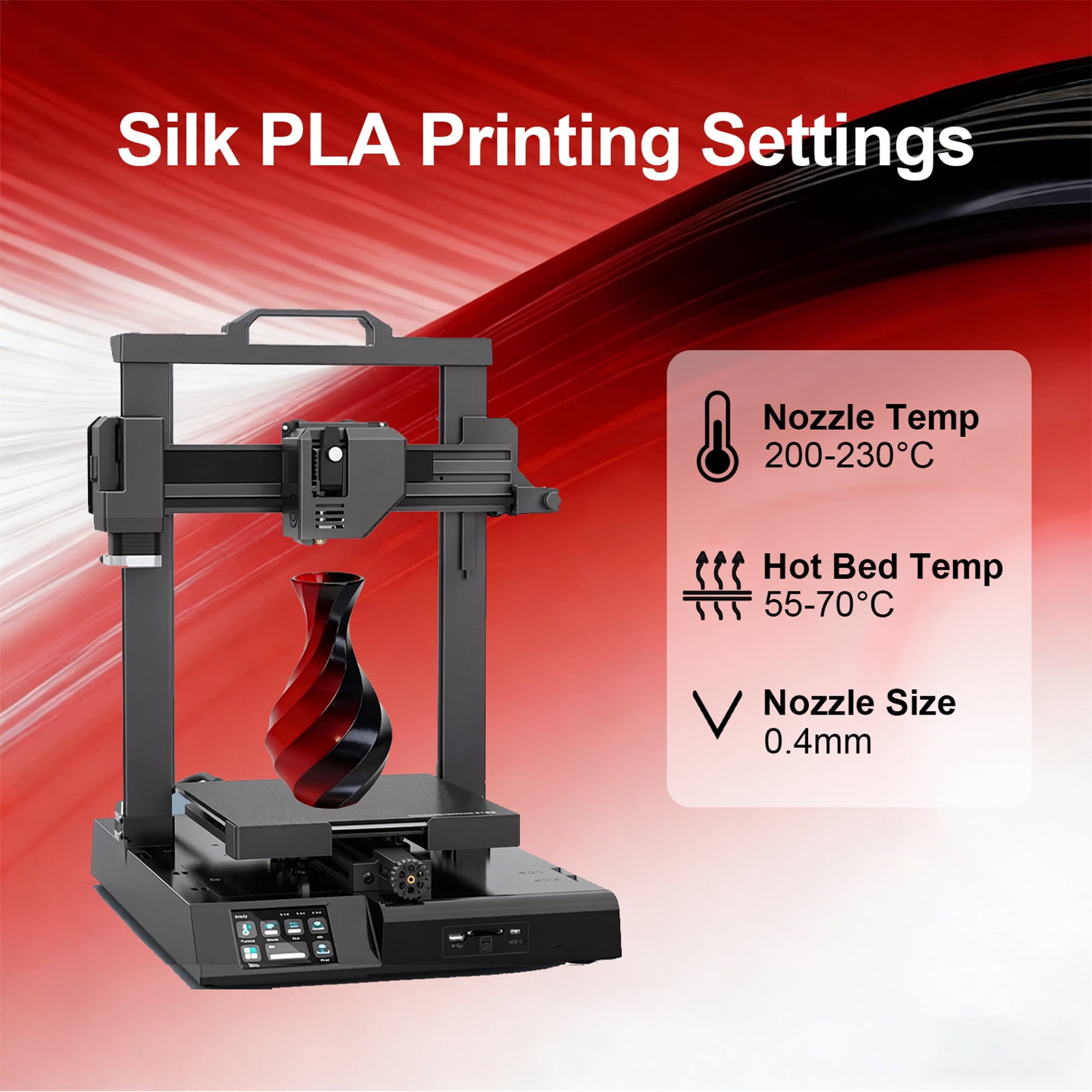 BIOMYL PLA 3D Printer Filament, PLA Filament 1.75mm Dual Black/Red Color Filament Silk PLA, 1kg Spool, Accuracy +/- 0.03mm
