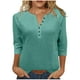 thumbnail image 3 of Top de manga larga,Camiseta raglán con cuello en V para mujer, manga 3/4, blusa informal de cuello redondo para estar en casa, sopatenor, 3 of 9