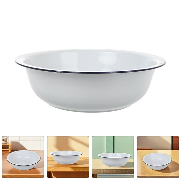 STOBOK White Enamel Mixing Bowl for Kitchen Food Prep and Vegetable Washing