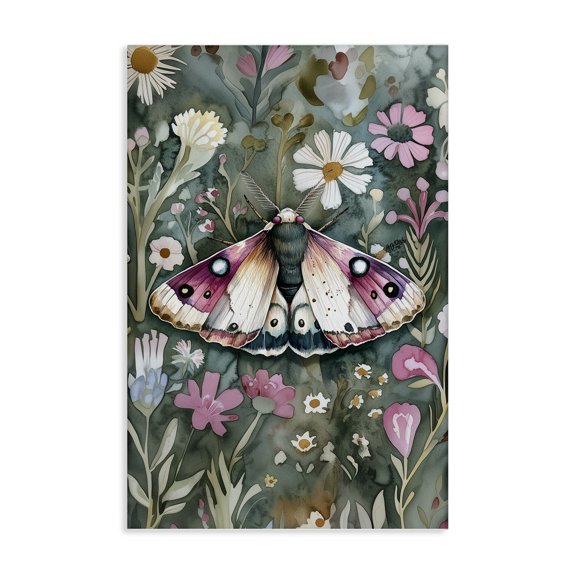 Stupell Industries Eclectic Beautiful Moth over Florals Canvas Art, 16 x 24, by The Dutch Lady