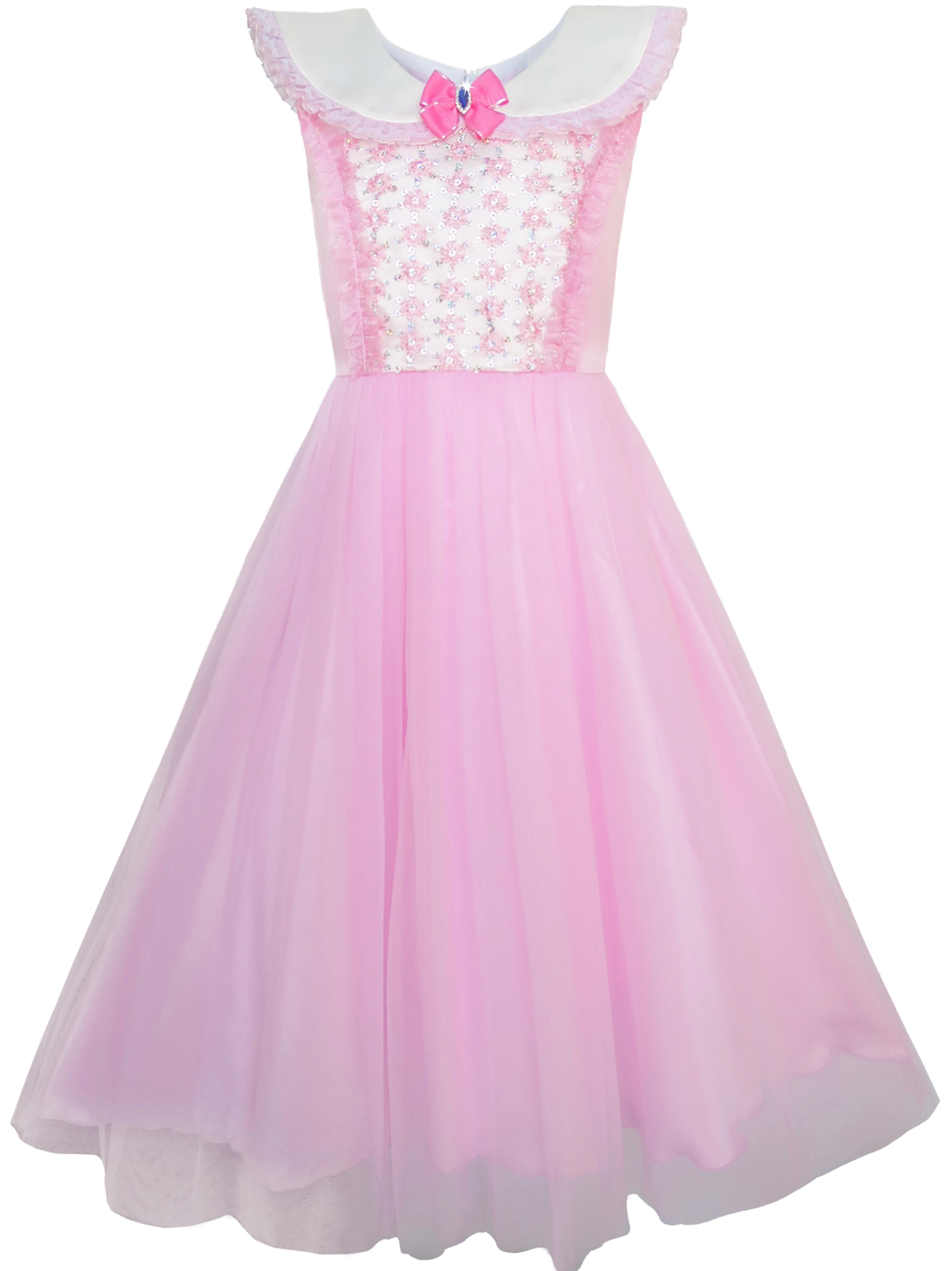Girls Dress Pink Princess Costume Cinderella Fancy Birthday Ball 7