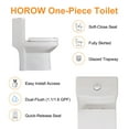 thumbnail image 3 of HOROW 1.28GPF Round Bathroom Compact One Piece Toilet Elongated Dual Flush Water Closet 12" Rough-in, 3 of 9