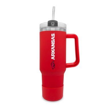 NCAA Arkansas Razorbacks Tumbler | 20 Oz Stainless Steel Insulated Cup With Handle & Straw | Officially Licensed Collegiate Drinkware