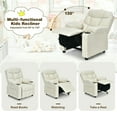 thumbnail image 6 of GVN Kids Recliner Chair with Cup Holder and Footrest for Children-Beige, Bedroom Chair for Kids, 6 of 7