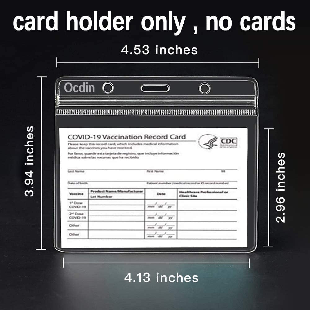 10 Pack COVID-19 CDC Vaccination Waterproof Card Protector 4 X 3 Inches Clear Vinyl Plastic Sleeve 