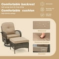 thumbnail image 2 of MELLCOM 5 Pieces Patio Furniture Set, Outdoor Swivel Rocker Patio Chairs, Wicker Patio Bistro Set with Rocking Chair, Thickened Cushions, Glass Coffee Table and Ottomans for Backyard, Garden, Khaki, 2 of 10